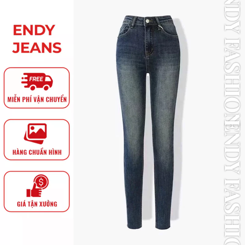 Quần jeans nữ form ôm sát body, quần bò nữ lưng cao vải denim co giãn thời trang Hàn Quốc ED36