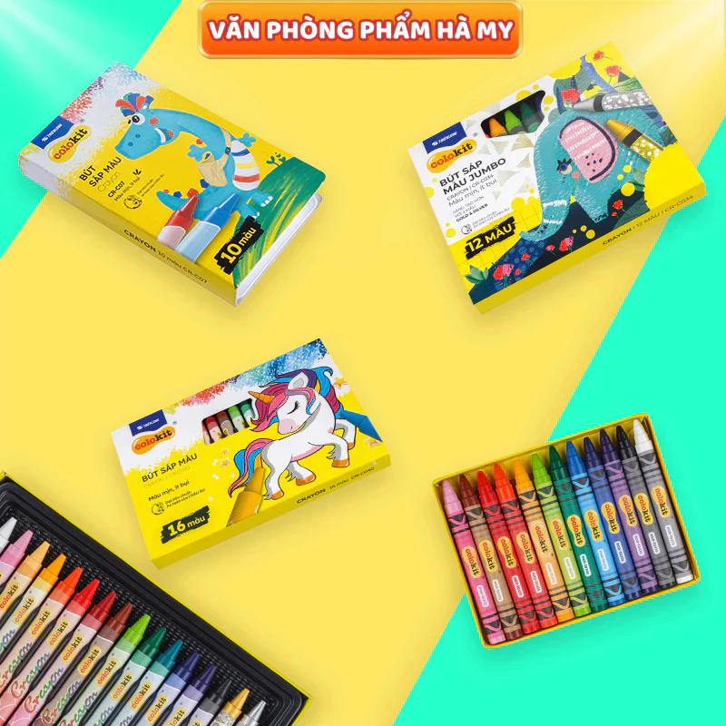 Bút Sáp màu Thiên Long Colokit 10/12/16/18/24 màu mịn tươi sáng, đa dạng mẫu mã, an toàn cho bé