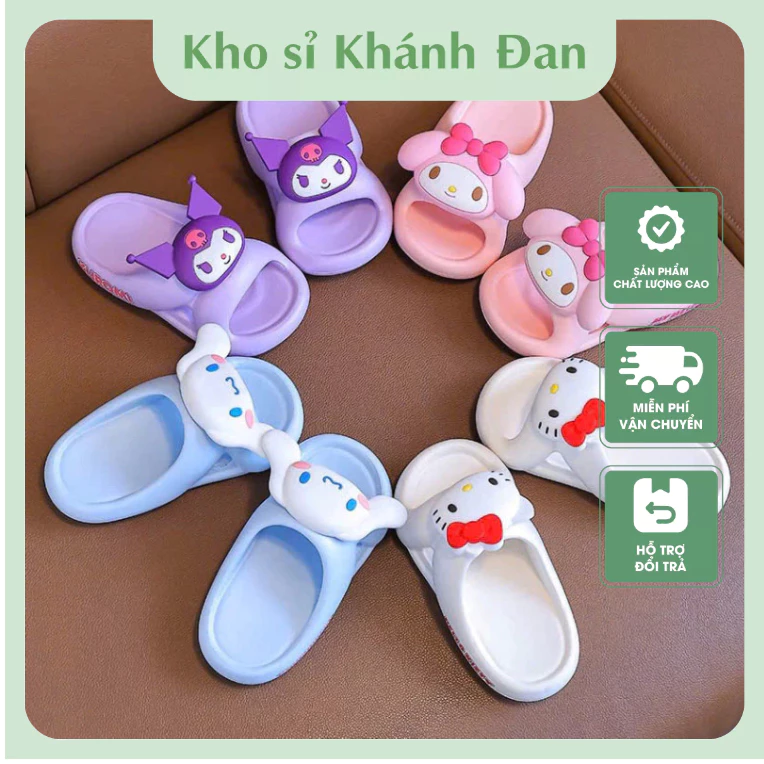 Dép cho bé gái hình Melody. Cinnamoroll, Kuromi siêu đáng yêu (6906)