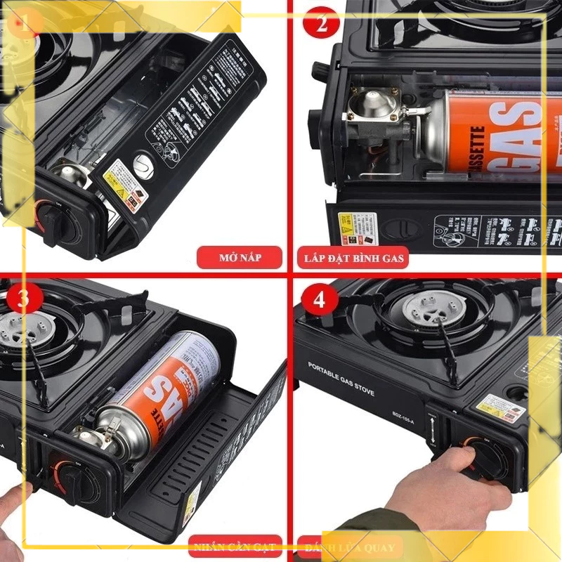 Bếp Du Lịch Thép Không Gỉ Bếp Ga Mini Bếp Gas Chống Cháy Nổ  Chống gió Tiện Lợi Cho Mọi Nhà .