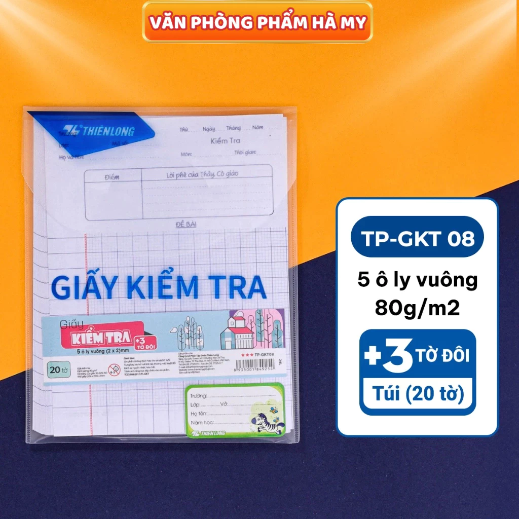 Giấy Kiểm Tra Khổ 20.5cm Thiên Long TP-GKT07/TP-GKT08