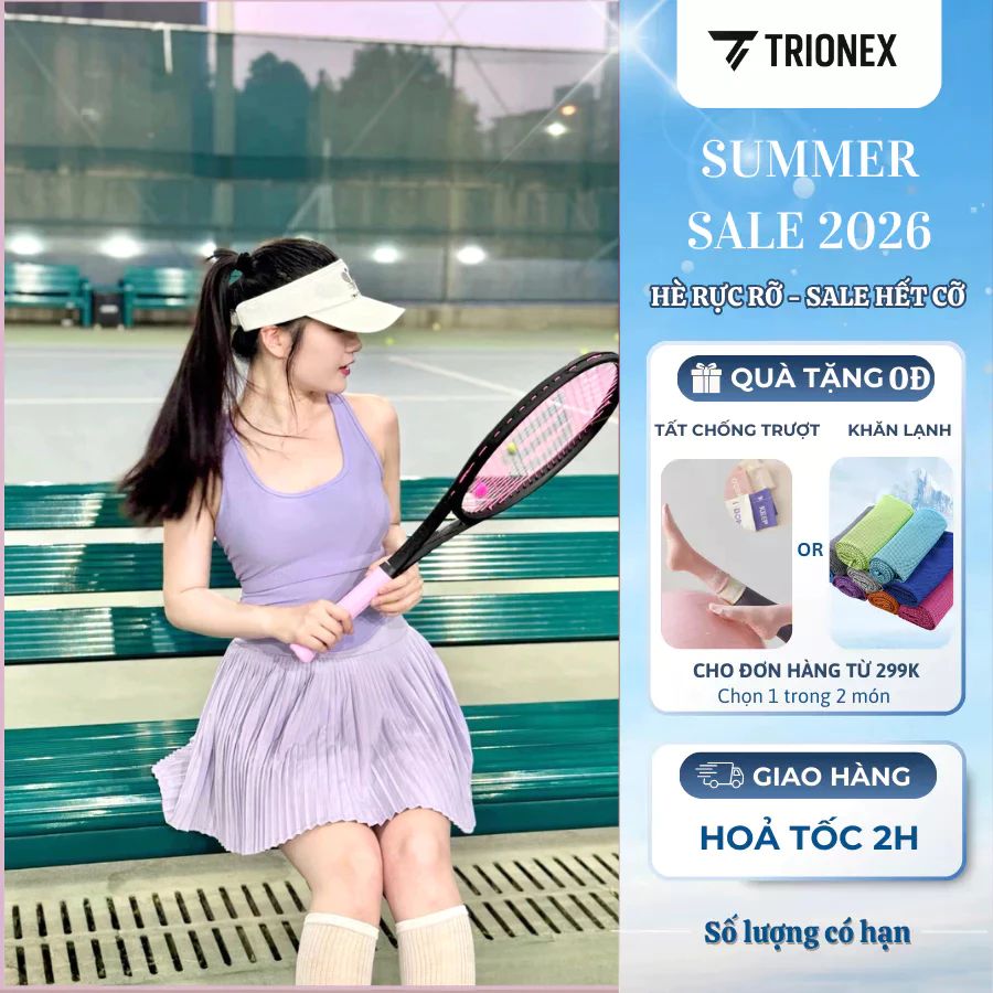 [K156-Xả kho giá tốt] Váy thể thao nữ TRIONEX, váy cầu lông tennis pickeball nữ bên trong có lót