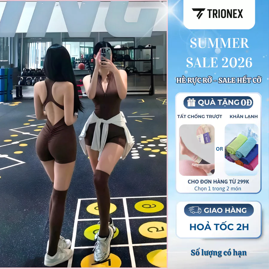 [KÈM QUÀ] [K121-Loại đẹp] Jumpsuit nữ tập gym, đồ bơiTRIONEX, đồ gym nữ sẵn mút ngực, áo liền quần