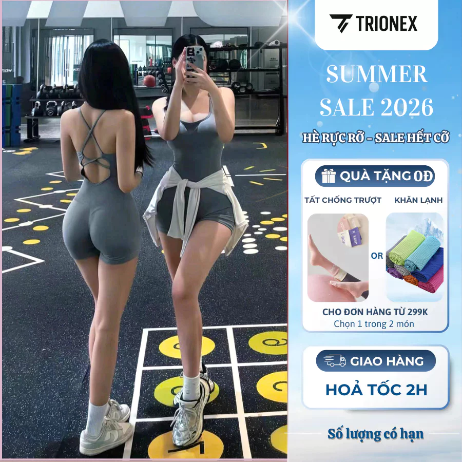 [K113-Loại đẹp] Jumpsuit Nữ Sang Chảnh TRIONEX Sẵn Mút, Set Thể Thao Nữ Liền Thân Tập Gym Yoga