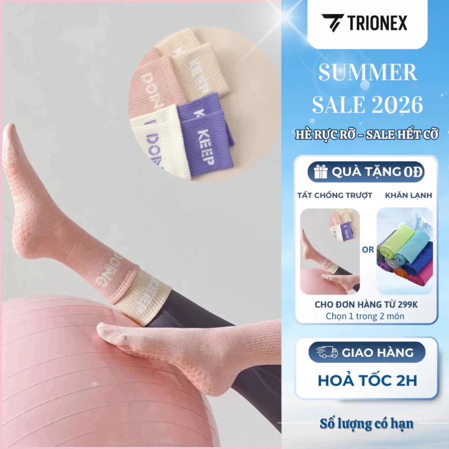 [K203] Tất chống trượt dành cho nữ, phù hợp yoga, chạy bộ và thể dục TRIONEX