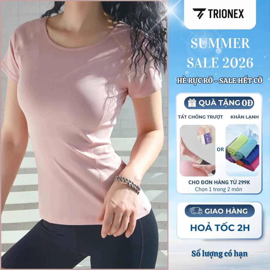 [K102] Áo thun thể thao nữ, áo tập gym nữ, tập yoga tay ngắn Fit Zone