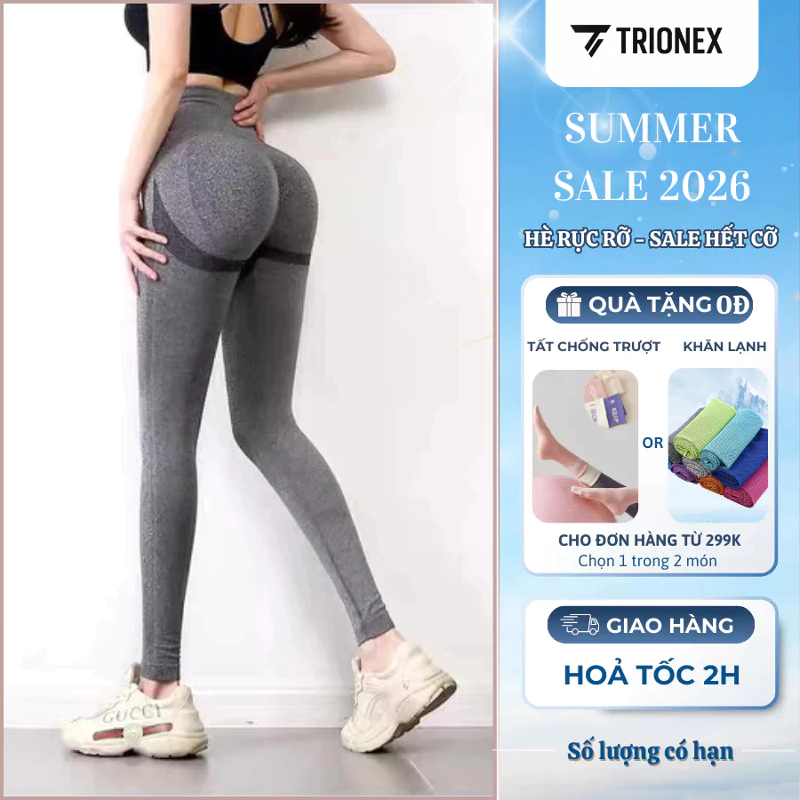 [K153] Quần tập dài cao cấp TRIONEX nâng mông Gym nữ cạp lưng cao, co giãn 4 chiều, thoáng mát
