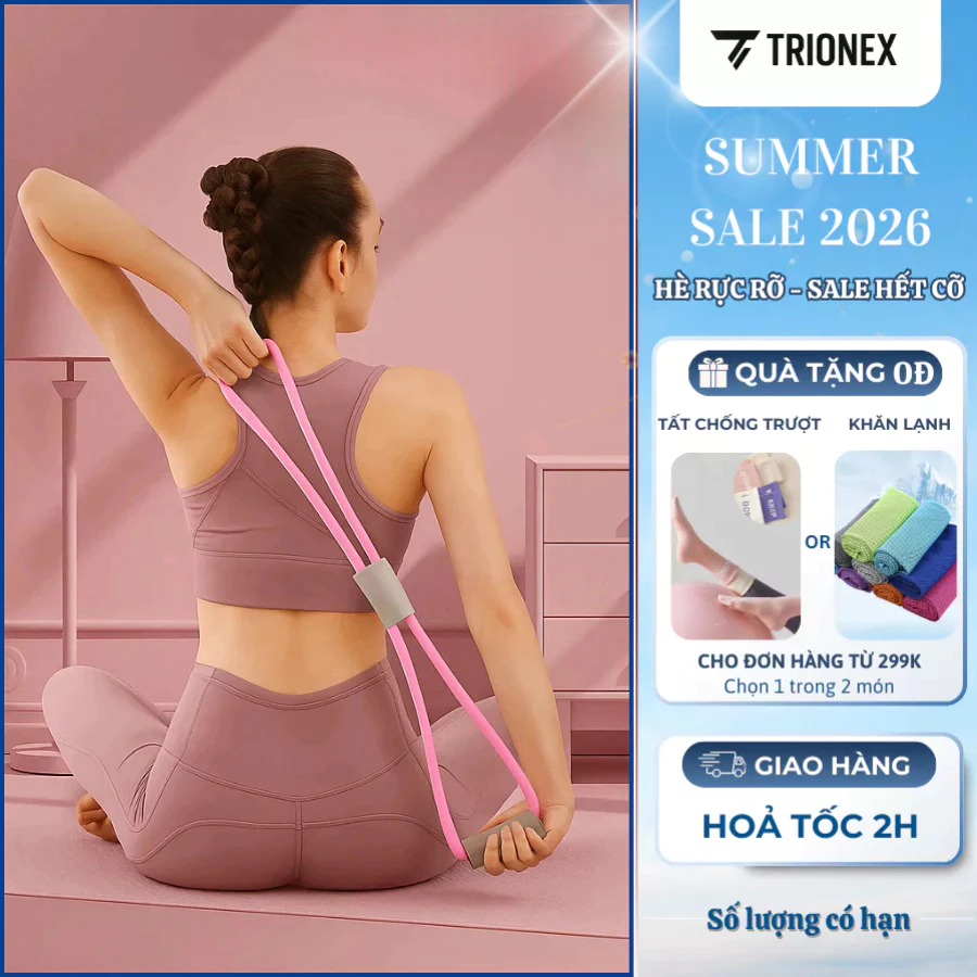 [K161] Dây kháng lực số 8 nâng cấp Silicon tập tay, vai, lưng đàn hồi, hỗ trợ tập gym, yoga tại nhà