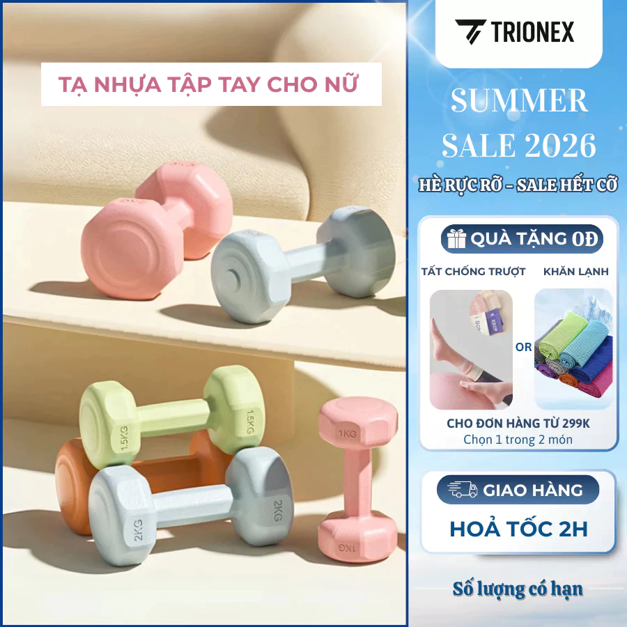 [K200] Bộ Tạ Nhựa Tập Tay, Tạ Tập Gym Nam Nữ Thể Thao Tại Nhà 2kg Tạ Nhựa Cao Cấp