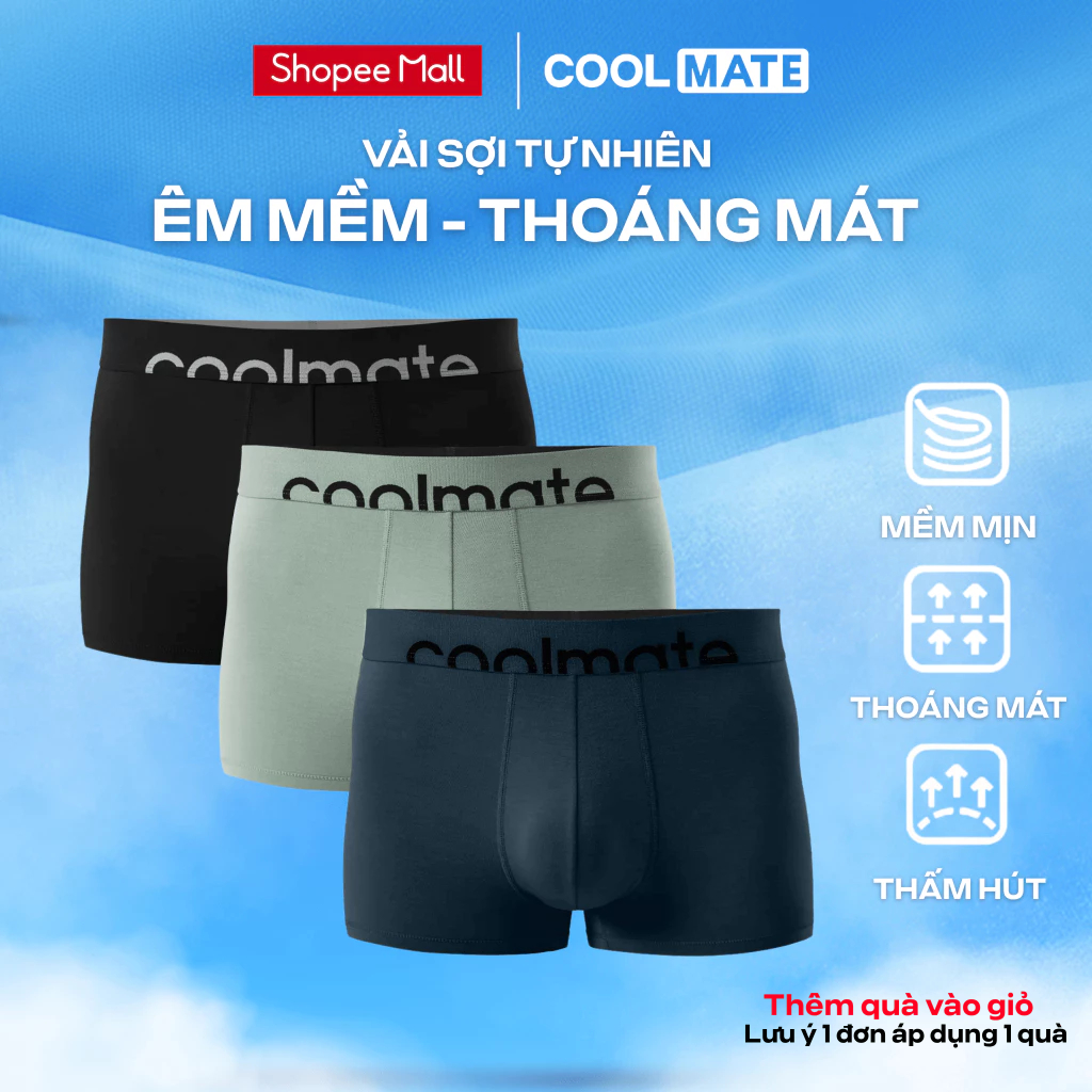 Combo 3 quần lót nam trunk Lenzing Modal cạp logo vải êm mềm, kháng khuẩn…