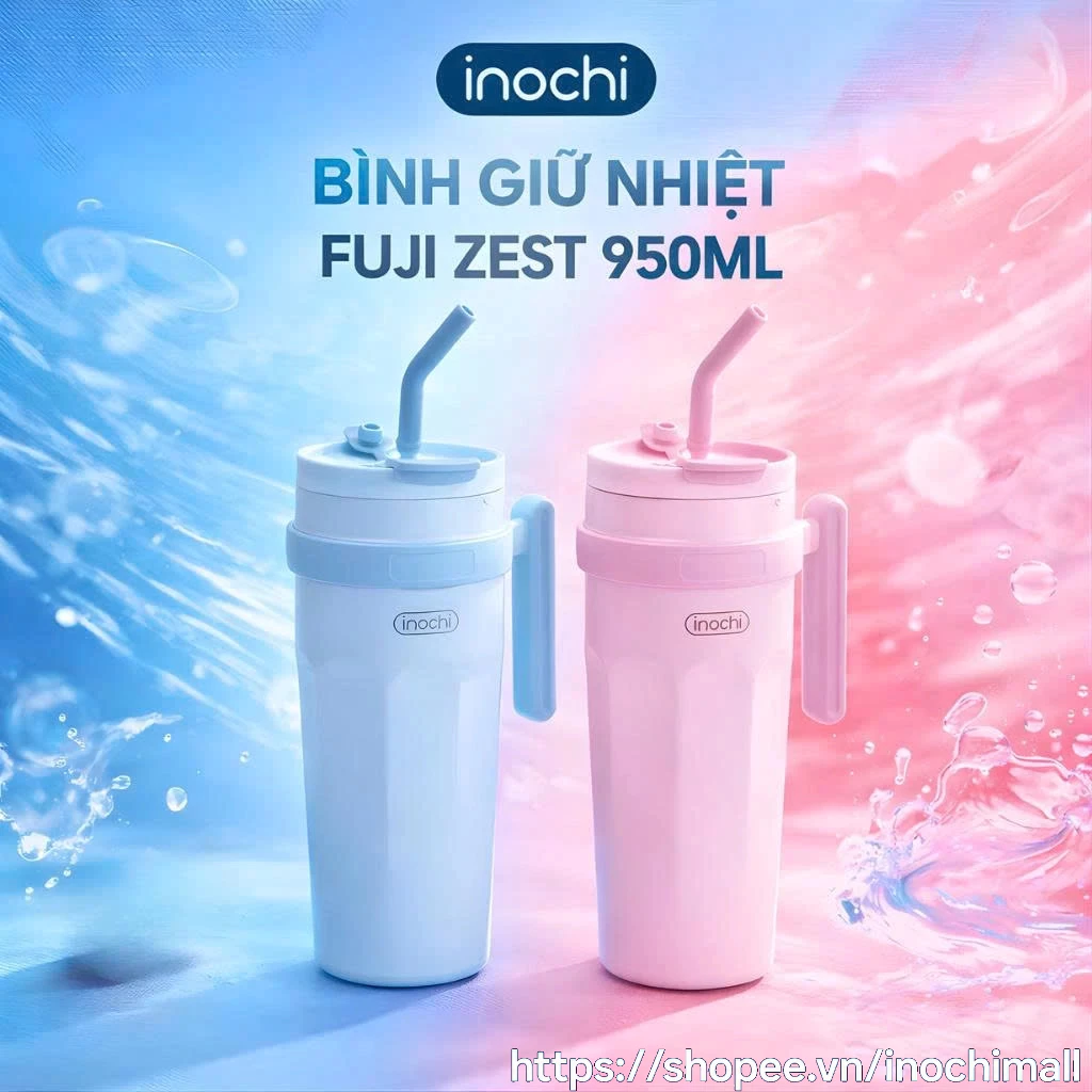 Bình giữ nhiệt Fuji Zest 950ml - inox 304 giữ nóng lạnh 6-12h dung tích lớn chống tràn tiện mang