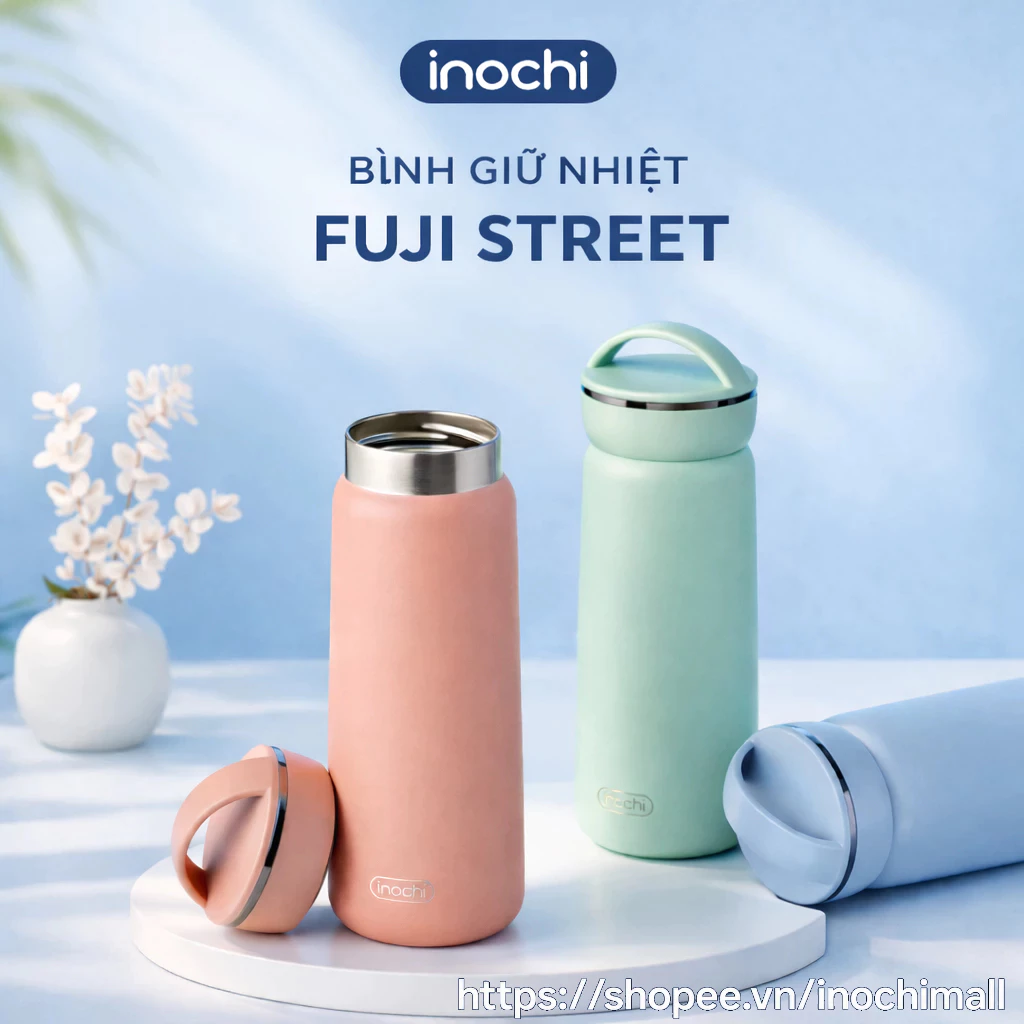 Bình Giữ Nhiệt Fuji Street: Thép Không Gỉ, Lọc Trà Riêng, Giữ Nhiệt Tốt, Thiết Kế Tiện Lợi