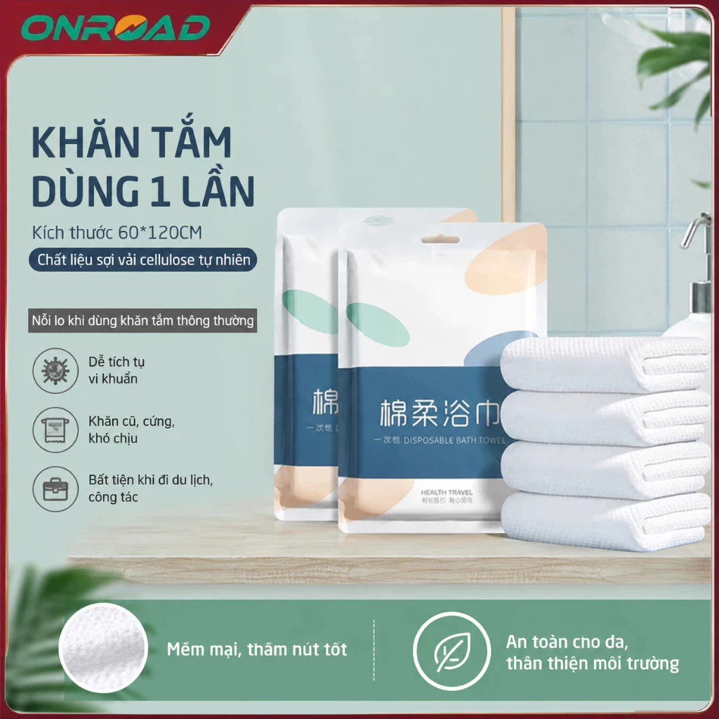 ONR Set 5 Khăn Tắm Du Lịch Dùng Một Lần 70x140 Hữu Cơ Tự Phân Hủy Siêu Thấm Hút Mềm Mịn Tiện Dụng Cao Cấp