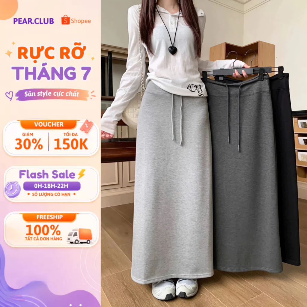Chân váy nữ dáng suông PEAR.CLUB, chân váy dài BIGSIZE nỉ LOẠI 1 đứng form mặc đi làm đi chơi, thu đông V125
