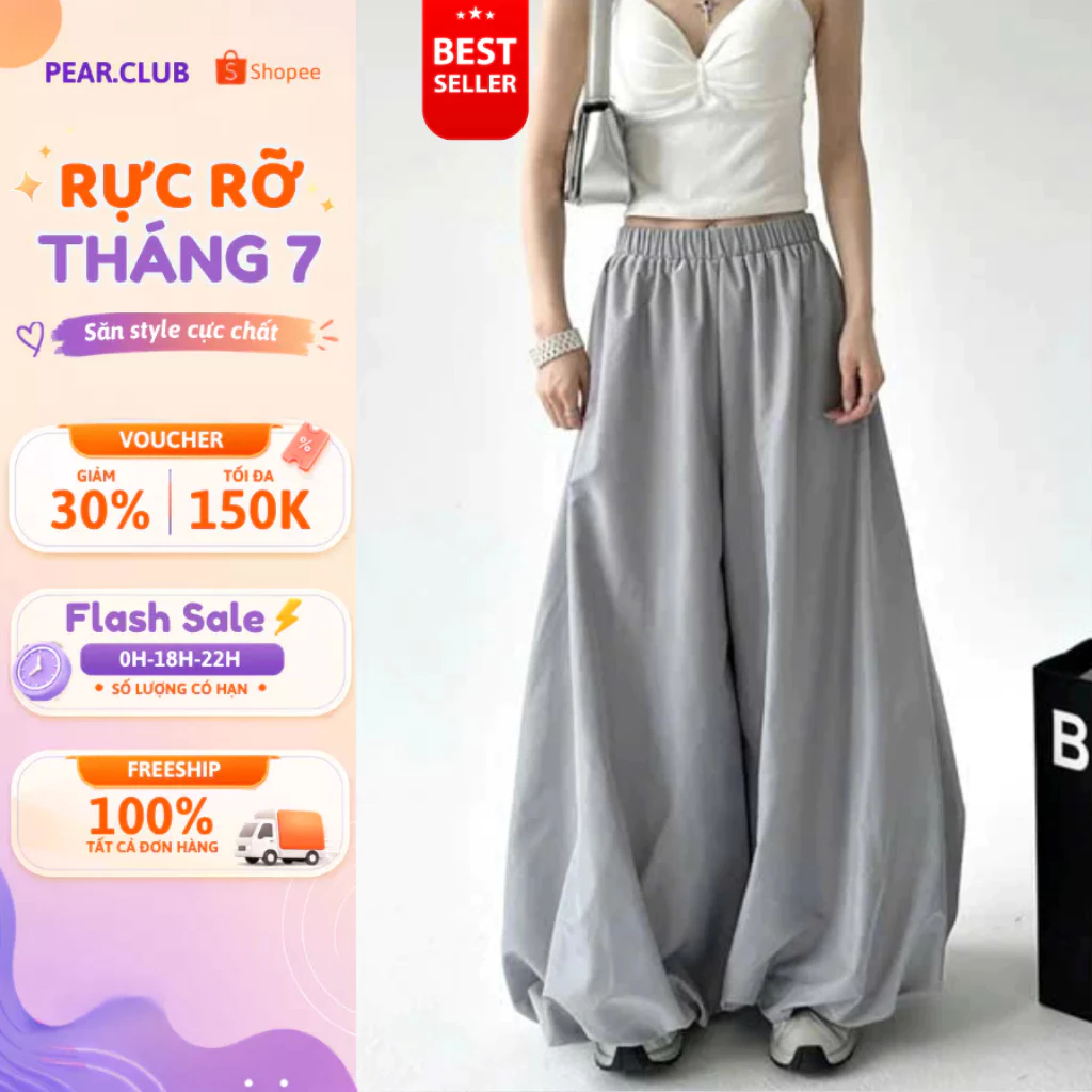 [BST THU 2026] Quần ống rộng vải kaki gió PEAR.CLUB, quần bí dáng dài BIGSIZE vải mềm mát mặc mùa thu đông đi làm Q109