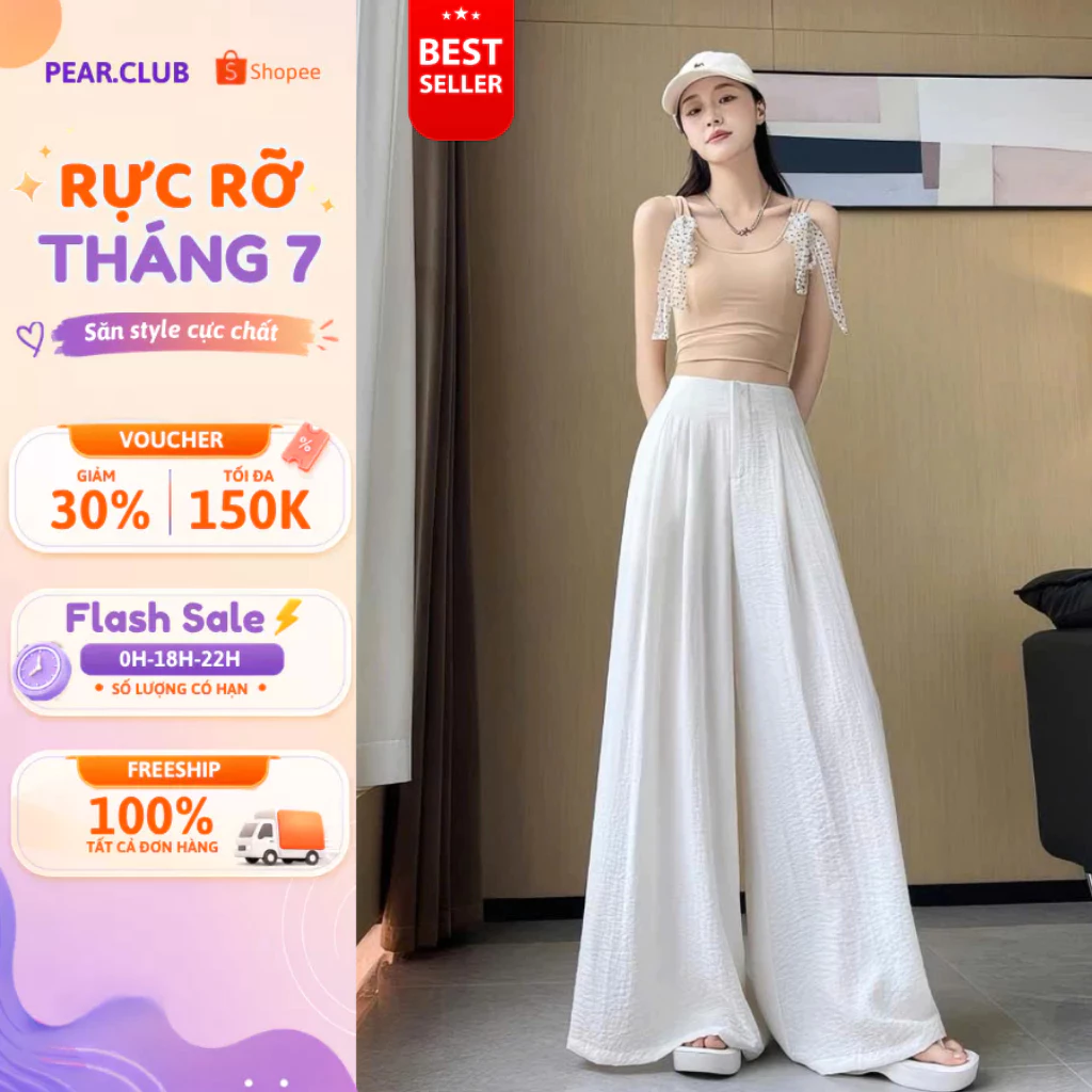 [CHẤT XỊN] Quần đũi ống rộng PEARCLUB, quần ống suông rộng BIGSIZE eo xếp ly cạp cao mặc mùa thu đông đi làm đi chơi Q66