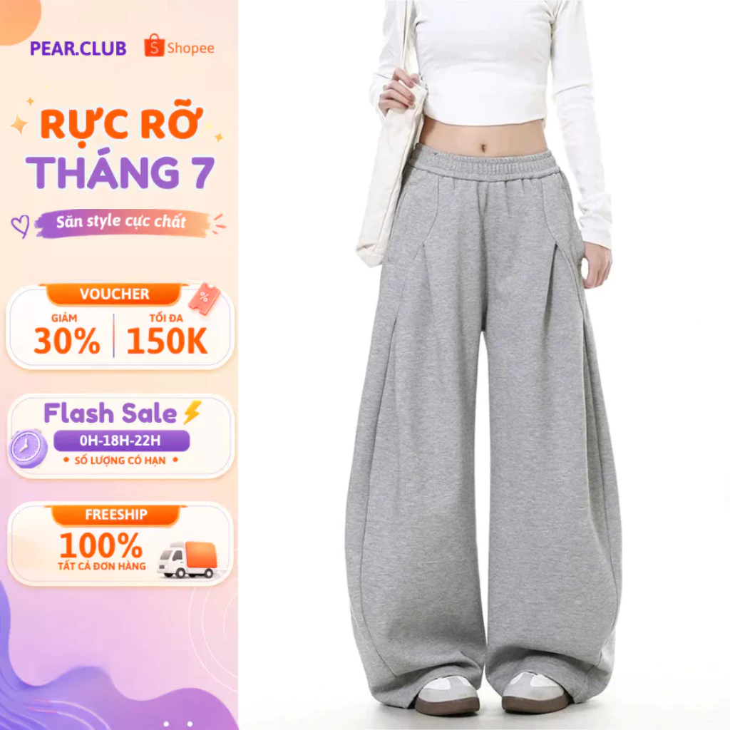 Quần Nỉ Ống Rộng ELLY Quần Dài Ống Suông Rộng BIGSIZE Xếp Ly Dày Dặn Thu Đông Đi Chơi Q120