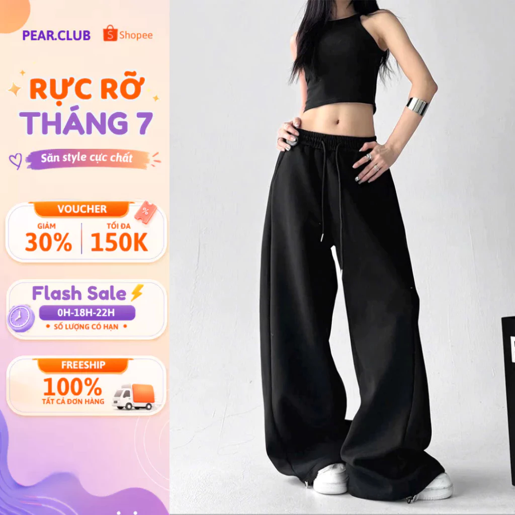 Quần nỉ ống rộng PEAR.CLUB, quần nữ dài rộng chất dày mịn mềm, mặc mùa thu đông nhảy dance Cực Kỳ Tôn Dáng Q86
