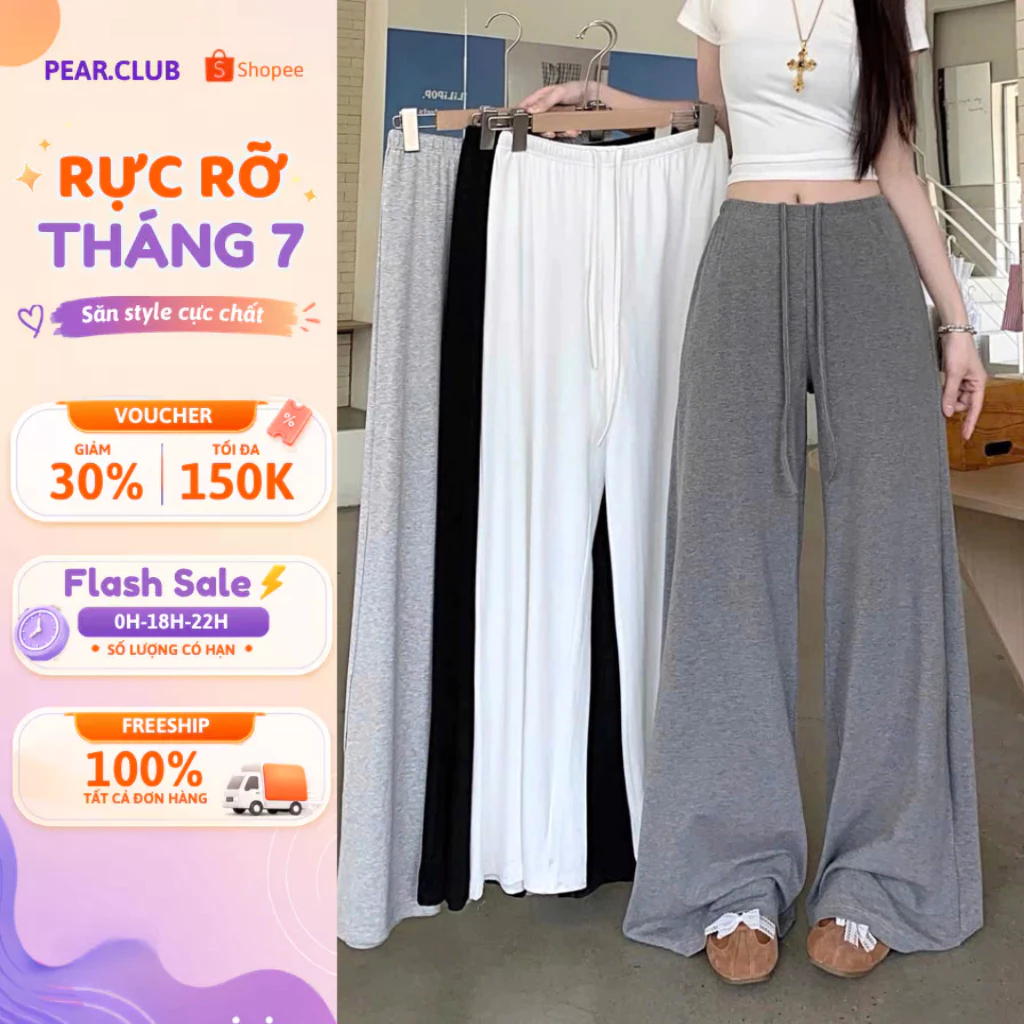 [BST THU ĐÔNG 2025] Quần nỉ ống rộng cạp cao PEAR.CLUB, quần nữ ống suông BIGSIZE, chất liệu mềm mịn mặc thu đông Q109