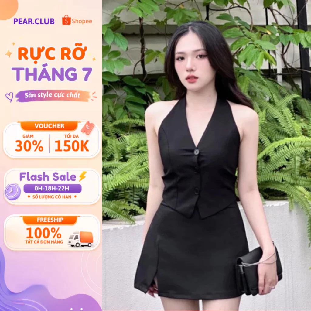 Set Áo Gile Cổ Yếm Phối Chân Váy Ngắn MINA Sang Chảnh Đi Chơi Dự Tiệc Đi Làm Đều Xinh