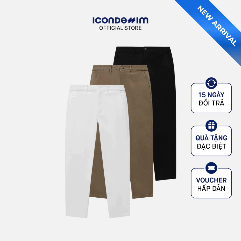 Quần Kaki Nam ICONDENIM Simple Form Slim Straight QKID0068