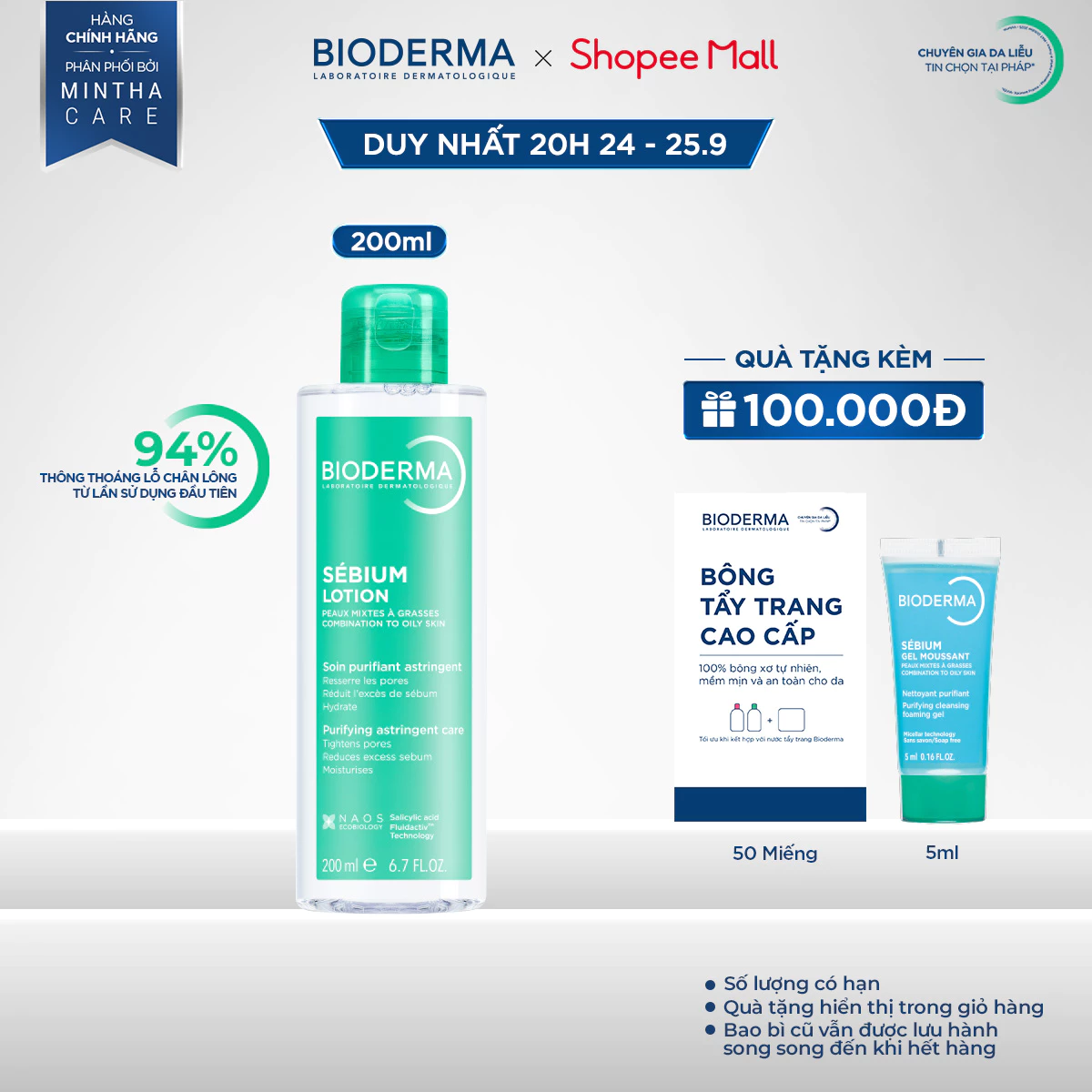 Dung dịch cân bằng da Bioderma Sebium Lotion - 200ml