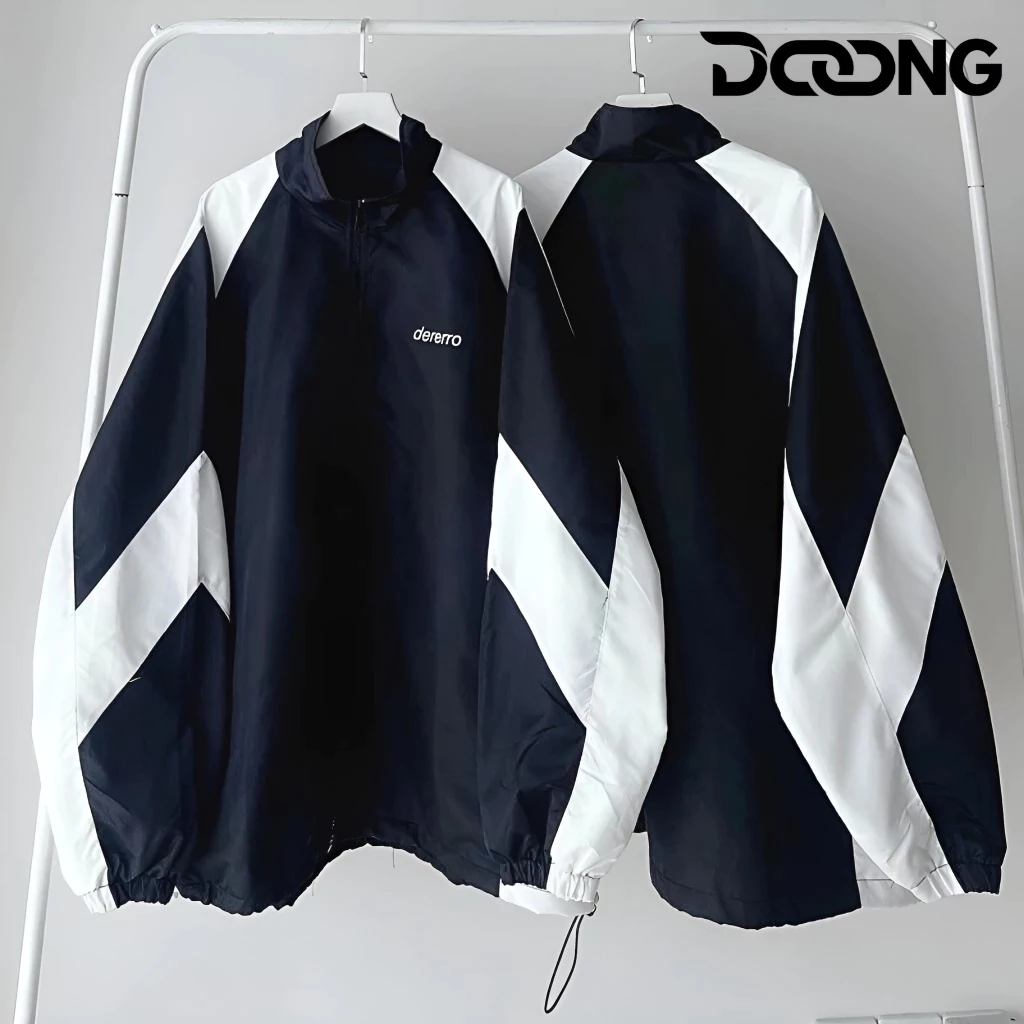 Áo Khoác Dù DERERRO Unisex Nam Nữ Chất Dù 2 Lớp KD10, Áo Bomber DOONG Cổ Đứng Form Rộng Phối Tay Thêu Chữ Ulzzang