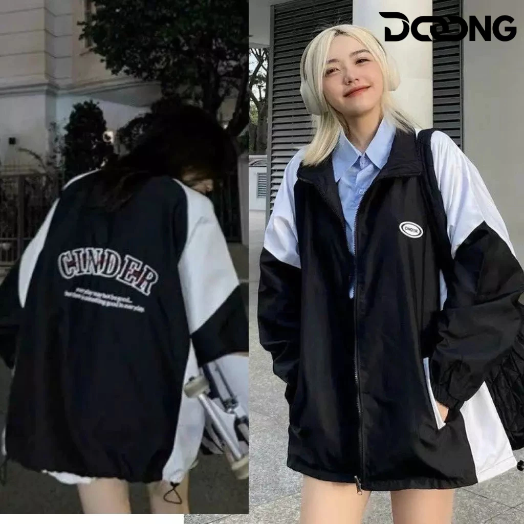 [XẢ HÀNG] Áo Khoác Dù CINDER Unisex Nam Nữ Chất Dù 2 Lớp BM259, Áo Khoác Bomber Form Rộng Phối Tay In Logo DOONG