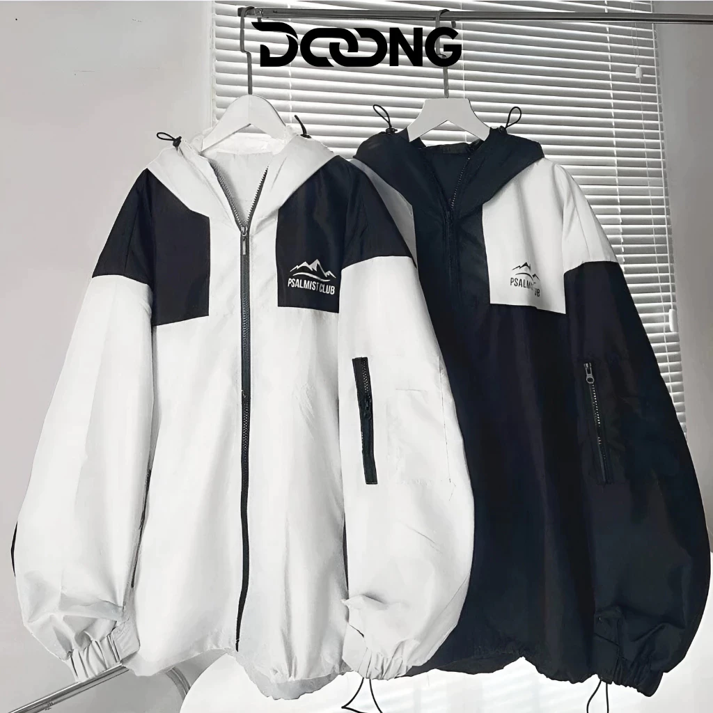 [XẢ HÀNG] Áo Khoác Dù In Chữ PSAL CLUB Có Nón Chất Dù 2 Lớp BM274, Áo Jacket Unisex Nam Nữ Form Rộng Phối Màu DOONG