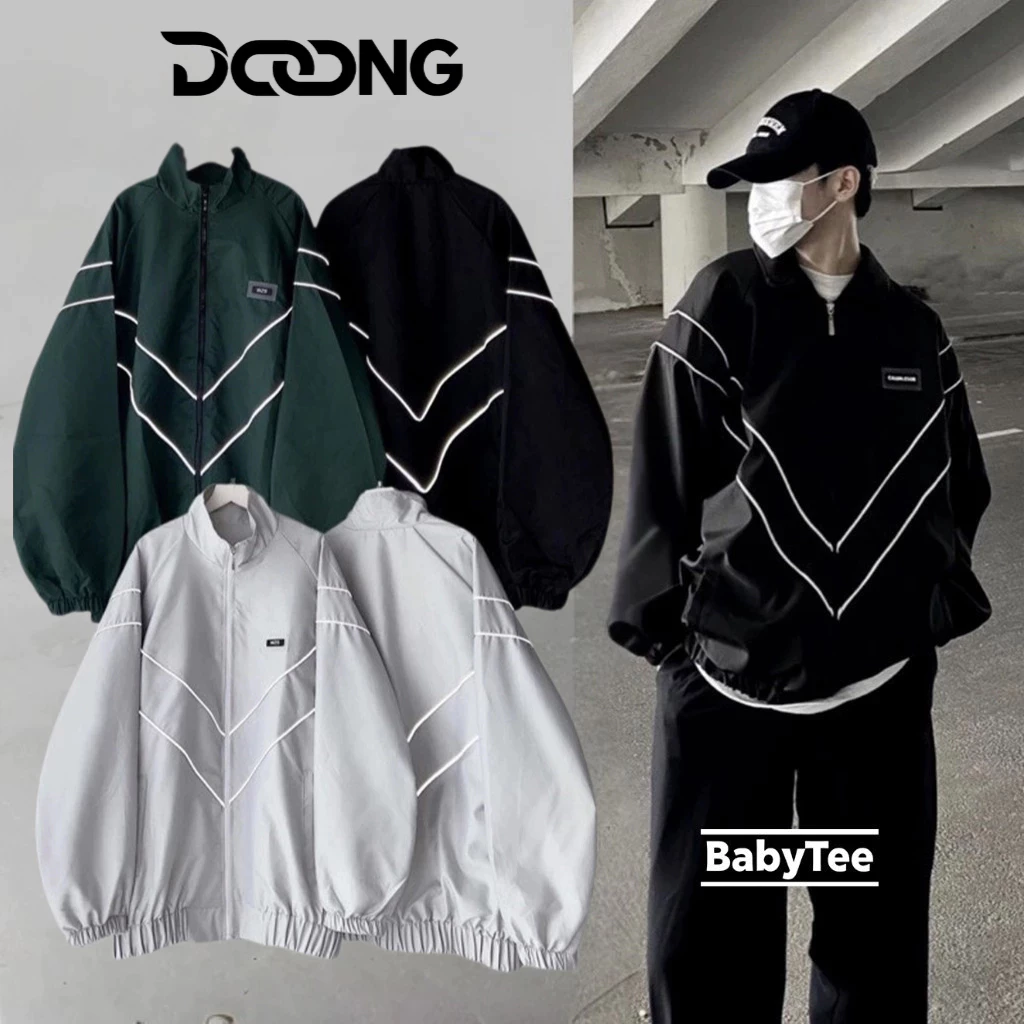 [XẢ HÀNG] Áo Khoác Dù WZS THÊU Phản Quang Chất Dù 2 Lớp BM293, Áo Khoác Bomber Cổ Đứng Form Rộng Thêu Logo DOONG