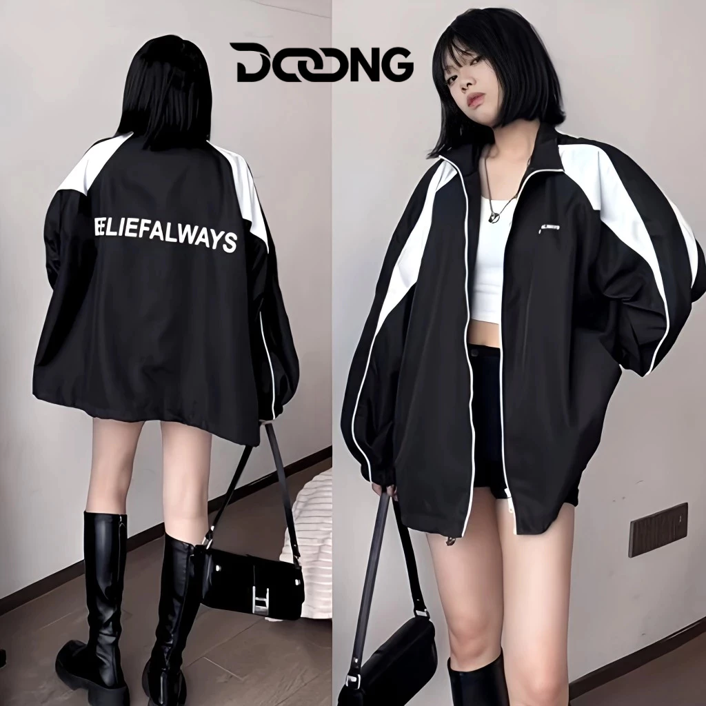 [XẢ HÀNG] Áo Khoác Dù BELIEF Always Unisex Nam Nữ Chất Dù 2 Lớp BM277, Áo Khoác Bomber Cổ Đứng Form Rộng Phối Tay DOONG