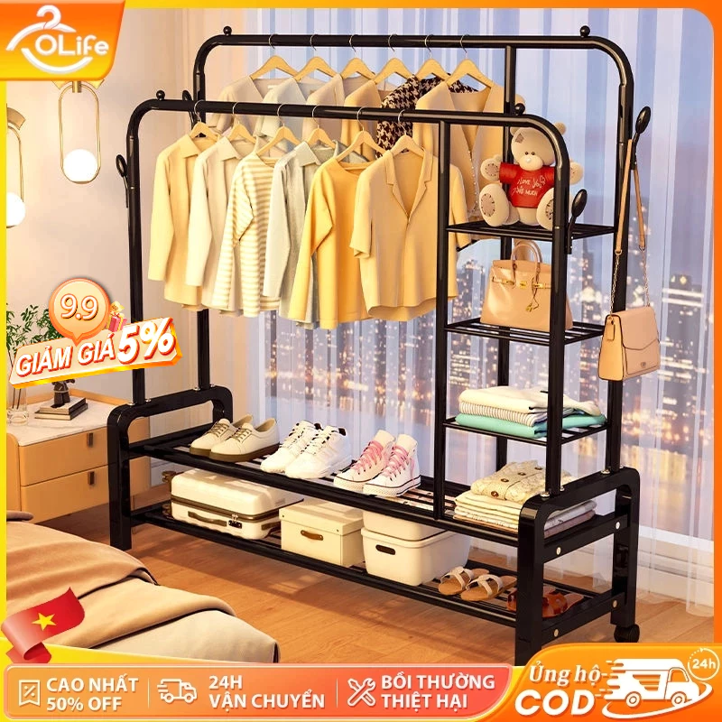 Giá treo quần áo cao cấp thép cac bon Kệ Treo Quần Ao Đa Năng giàn phơi đồ chắc Chắn