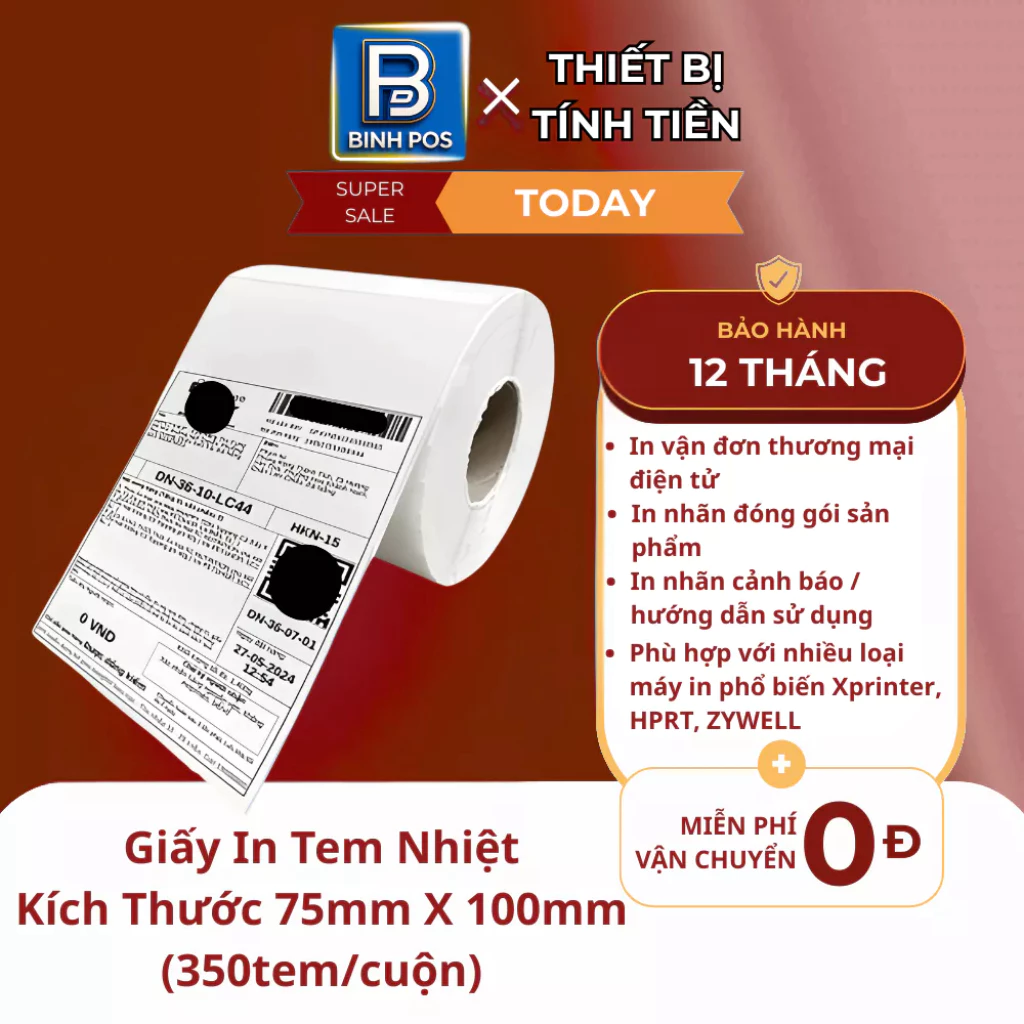 Giấy in tem nhiệt và decal truyền nhiệt in nhãn phụ sản phẩm, vận đơn, tem giá siêu thị