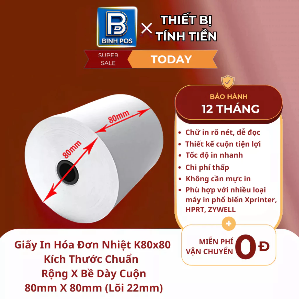 Giấy in hóa đơn nhiệt K57 K80 nhiều loại in bill tính tiền cho quán cafe nhà hàng siêu thị
