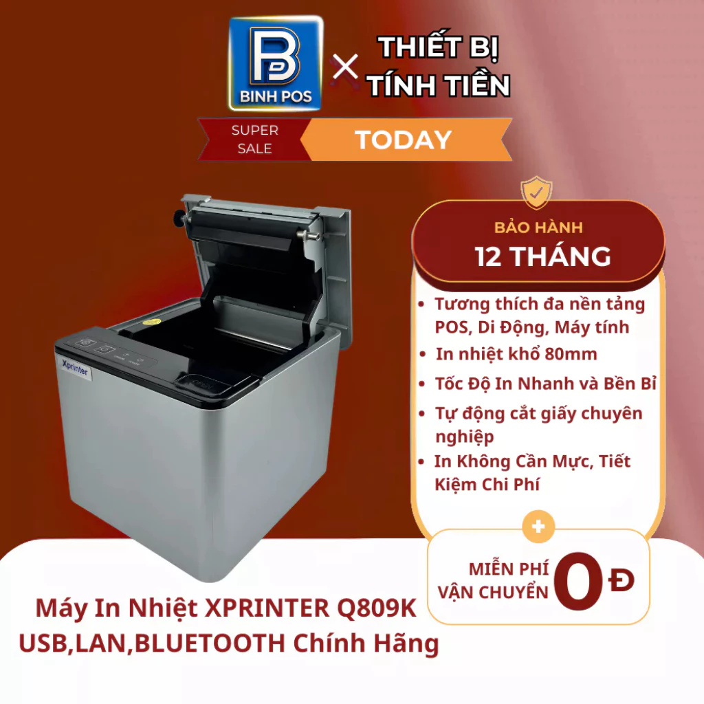 Máy in bill nhiệt khổ K80 K57 đa kết nối USB LAN Bluetooth Wifi dùng cho quán cafe nhà hàng shop