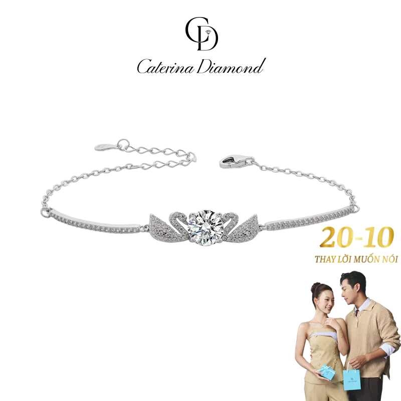 Vòng tay Kim Cương Moissanite 0.5 Carat Caterina Diamond Love Swan Bracelet DB012WH