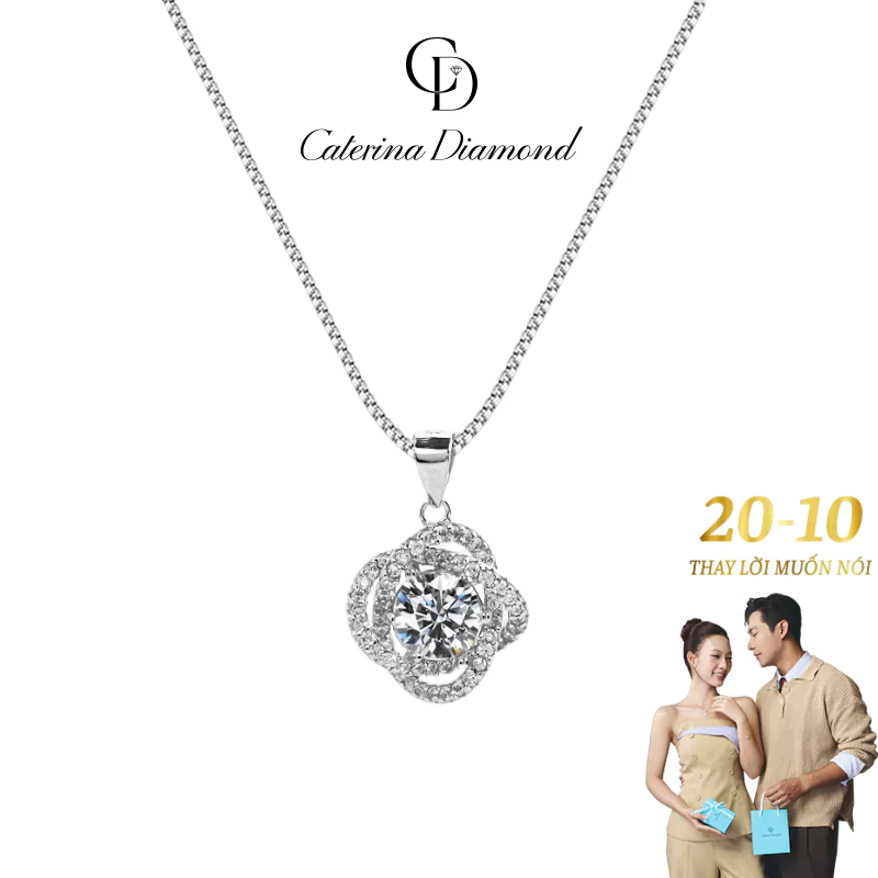 Dây chuyền nữ Kim Cương Moissanite Caterina Diamond Exquisite Silver Necklace DN006