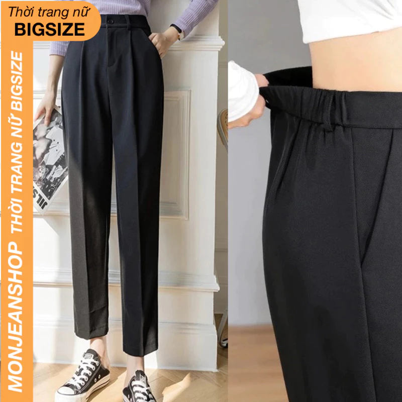 Quần baggy tây nữ bigsize 55-90kg chất tuyết mưa lưng cao bo thun phía sau Ms329