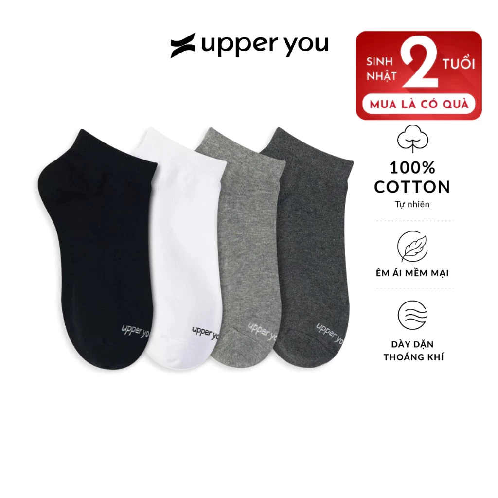 Tất Vớ Nữ Cổ Ngắn UPPER YOU Cotton Tự Nhiên Êm Ái Dày Dặn Thoáng Khí Khử Mùi Extra Soft -  BSF2001