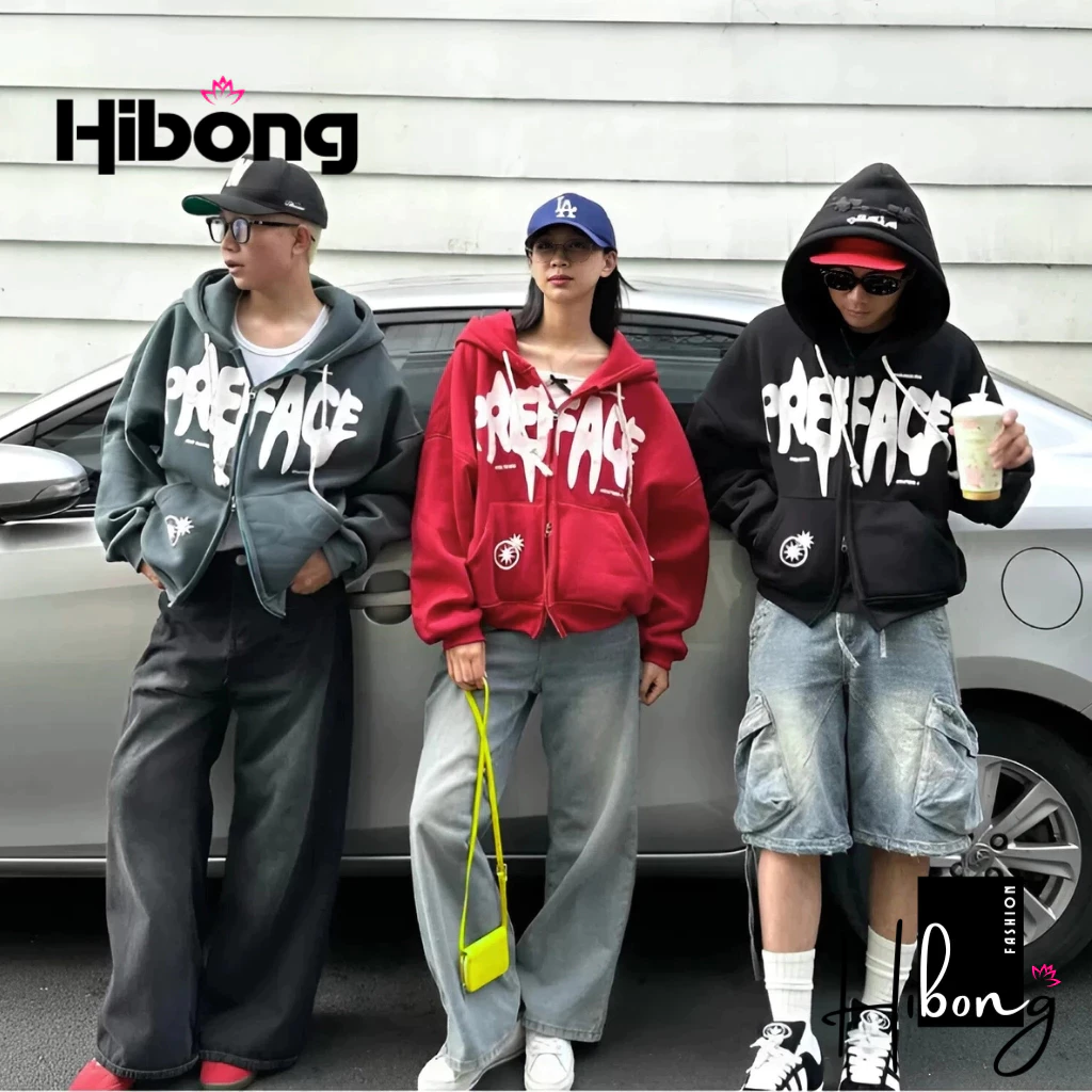 [XẢ HÀNG] Áo Khoác NỈ THREE STARS IN NỔI FORM BOXY Nỉ Bông Dày Dặn kéo zip 2 chiều BM288, Áo Khoác CAO CẤP Nam Nữ HIBONG