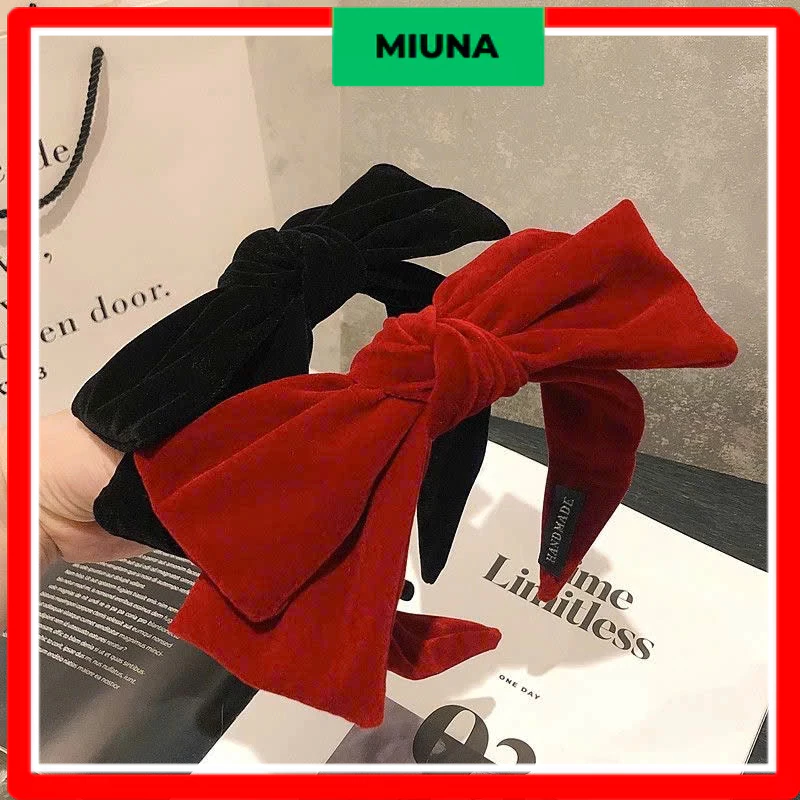 Băng đô nhung Miuna nơ đỏ , bờm cài tóc cho dịp lễ nhẹ nhàng tiểu thư PK46