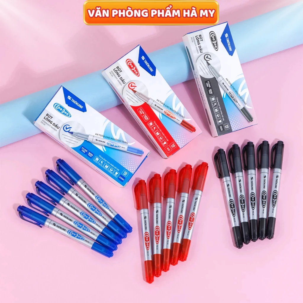 Bút Lông Dầu 2 Đầu Nhỏ Thiên Long PM-04 Mực Đậm, Độ Bền Màu Cao