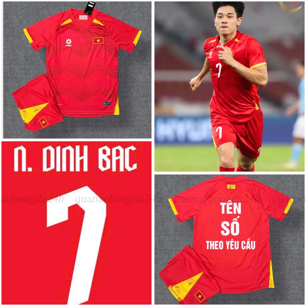 Bộ quần áo đá banh ĐT Việt Nam Màu Đỏ Mùa 2024/25, Hàng cao cấp Thailand