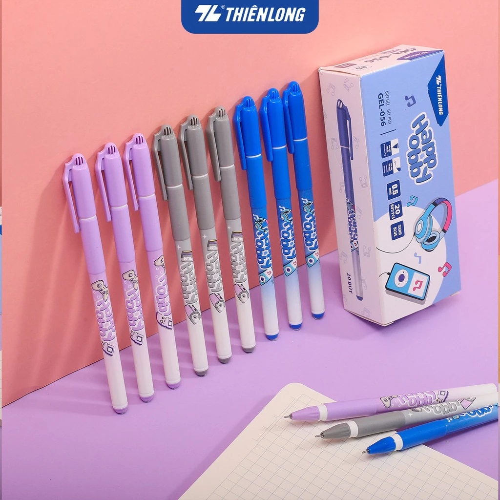 Combo 5/10/20 Bút gel Thiên Long Happy Obby GEL-056 - Bút gel 0.5mm, đệm tay êm ái, mực đều
