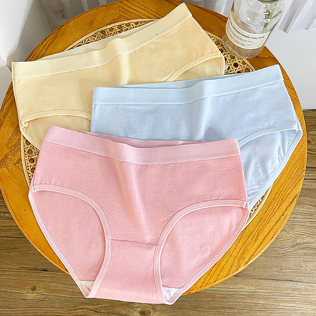 Quần lót nữ cotton cạp vừa - Quần lót cotton đáy may 2 lớp kháng khuẩn AMYBRA L2020