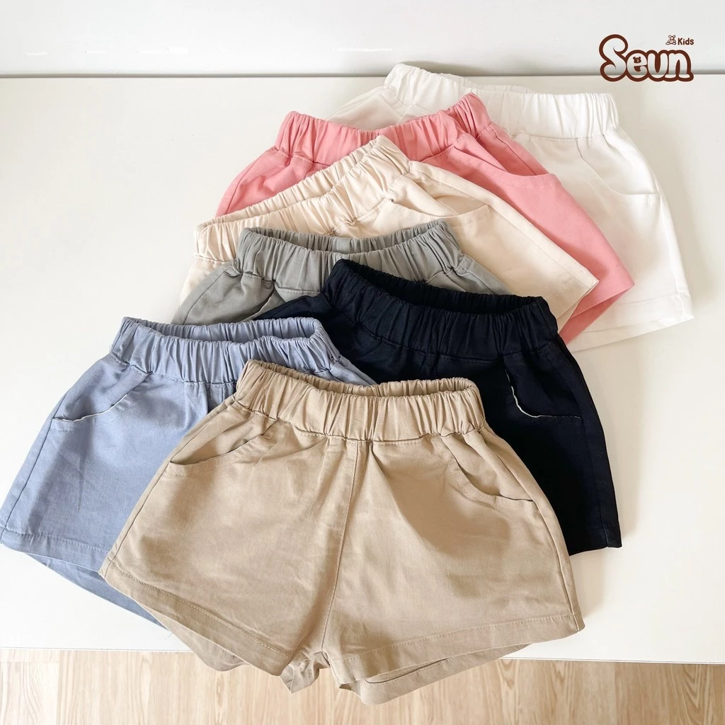 | SEUNKIDS | Quần đùi kaki bé gái bé trai phong cách Hàn Quốc quần short