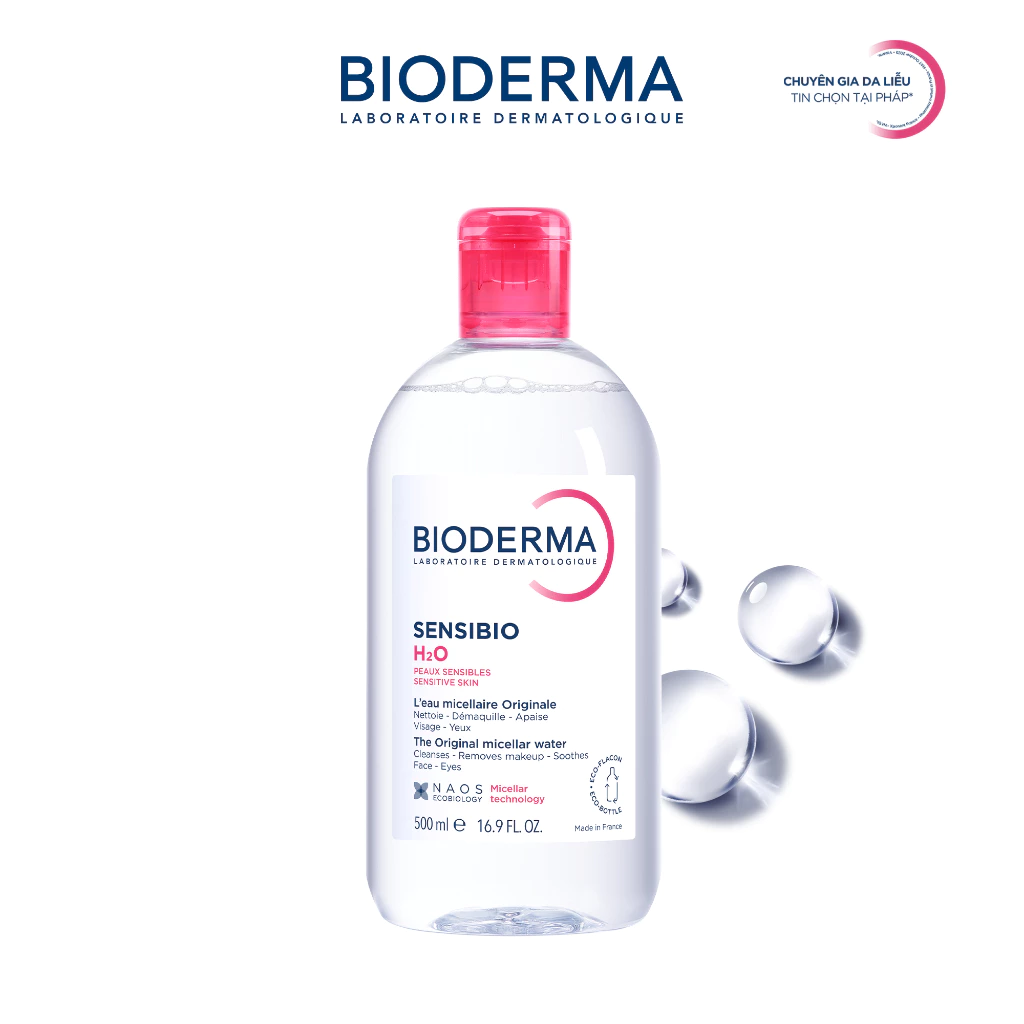 [BIODERMA - ĐÃ KÈM BÔNG TẨY TRANG 2026] Dung dịch làm sạch tẩy trang cho da thường, nhạy cảm Bioderma Sensibio H2O-500ml