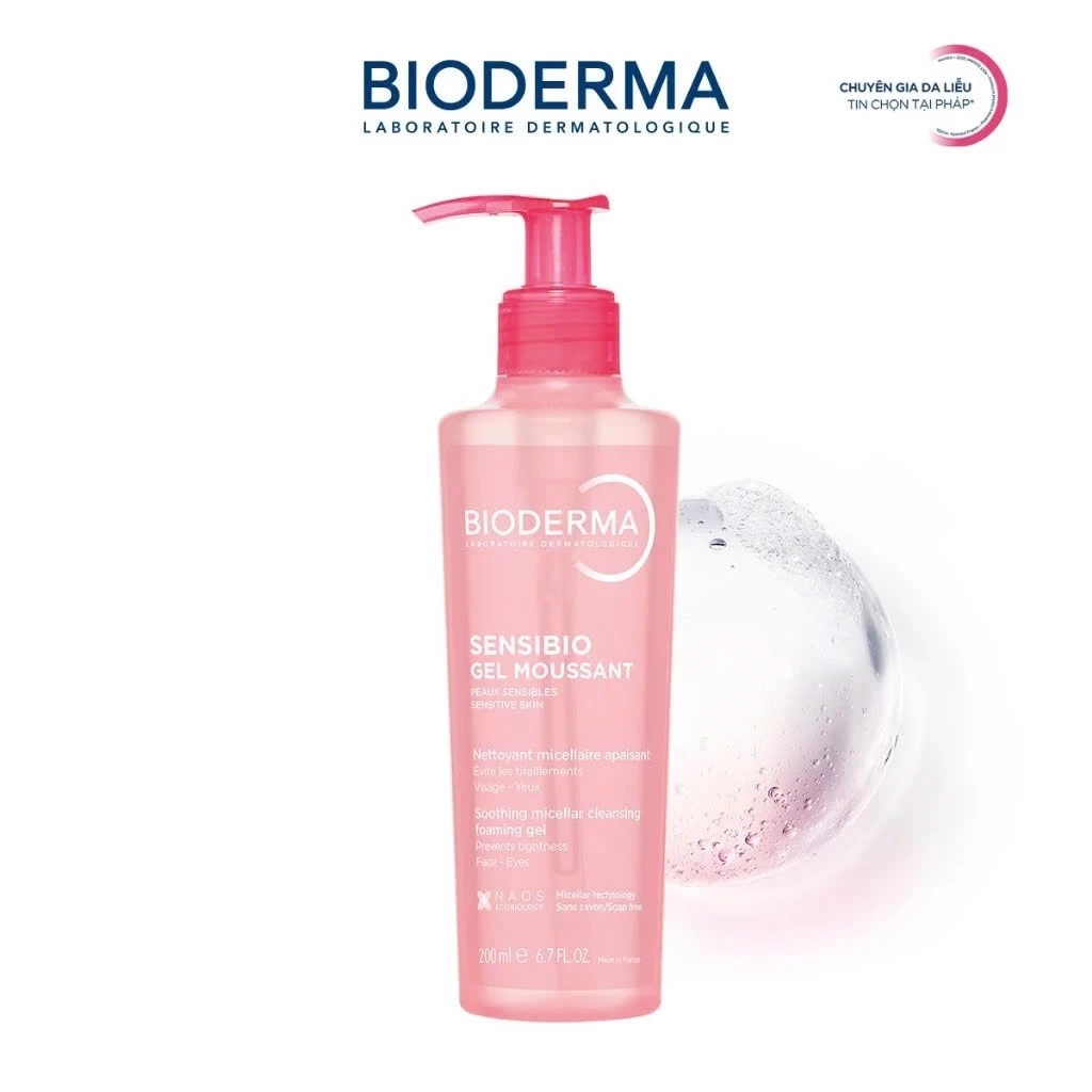 [BIODERMA - ĐÃ KÈM BÔNG TẨY TRANG 2026] Gel rửa mặt tạo bọt cho da nhạy cảm Bioderma Sensibio Gel Moussant - 200ml