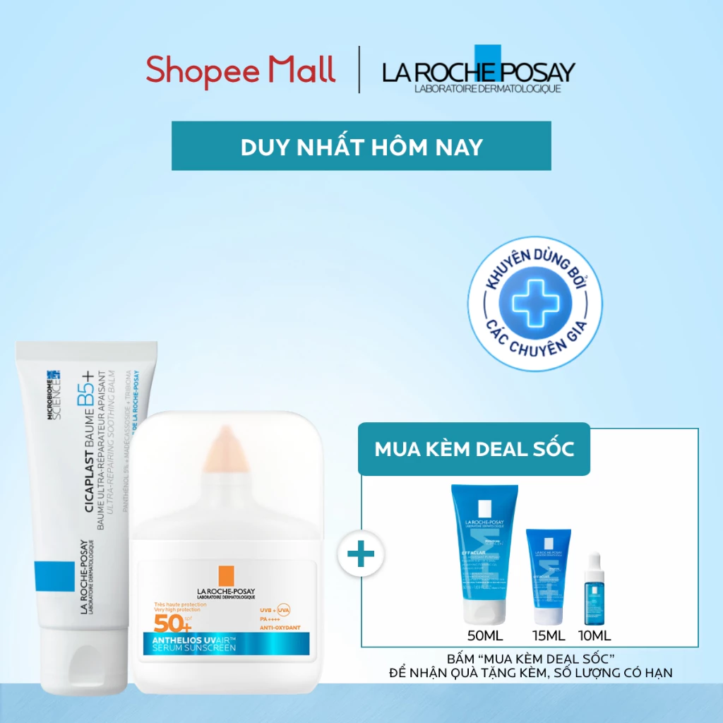 [VB] Bộ sản phẩm dưỡng da và chống nắng mỏng nhẹ La Roche-Posay Cicaplast 40ml & UVAir 50ml