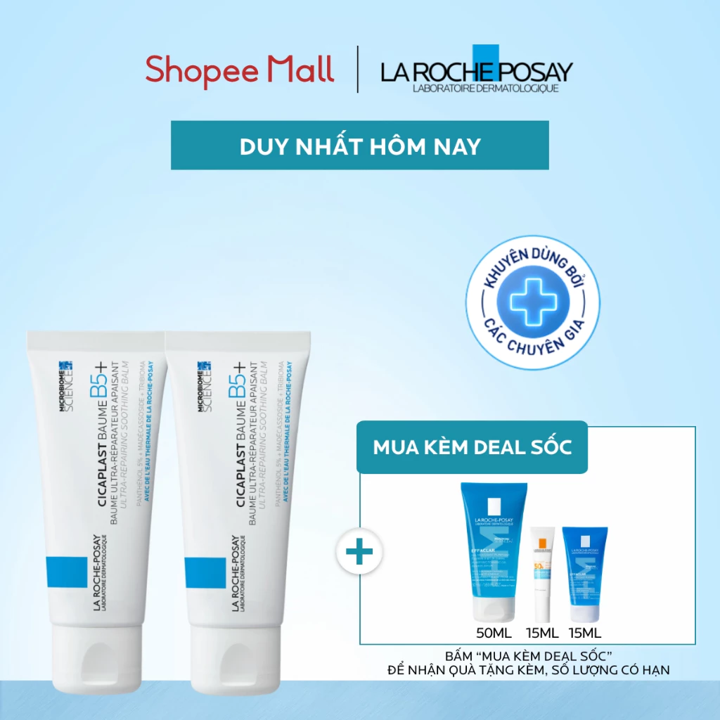 [VB] Bộ đôi kem dưỡng phục hồi đa công dụng và làm dịu da La Roche-Posay Cicaplast Baume B5+ 40ml
